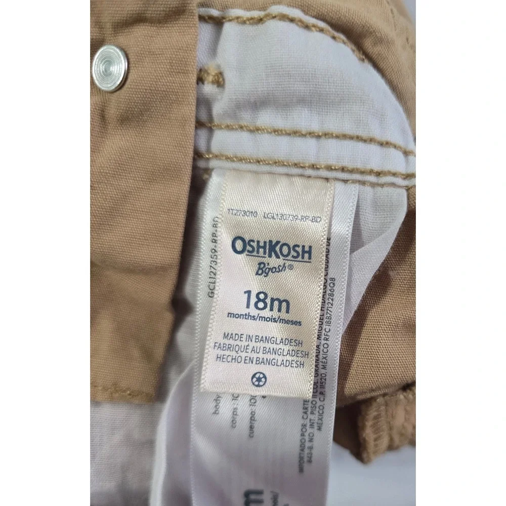 OshKosh Bgosh Toddler Boys Khaki Canvas Overalls Tan 18M 1T273010